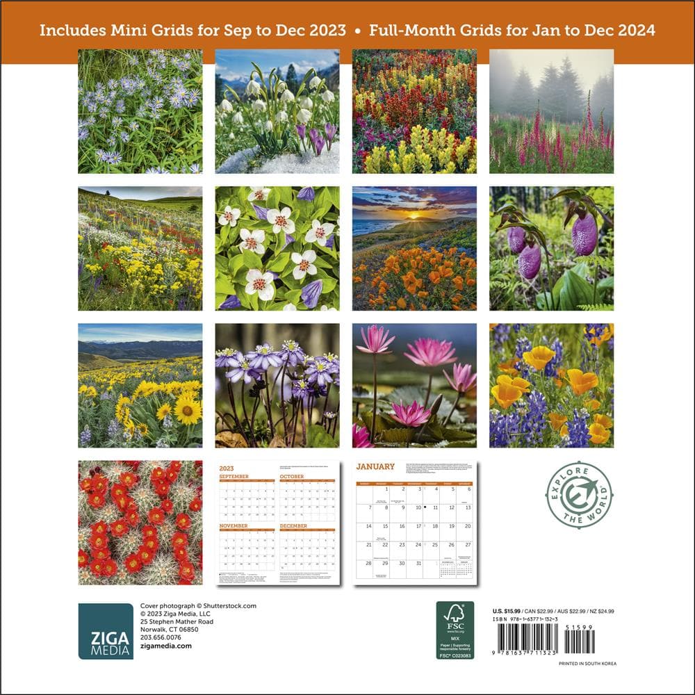 9781637711323 Wildflowers Wall Ziga Media Calendar Club